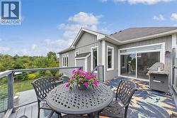 Raised section of deck overlooking pond. - 
