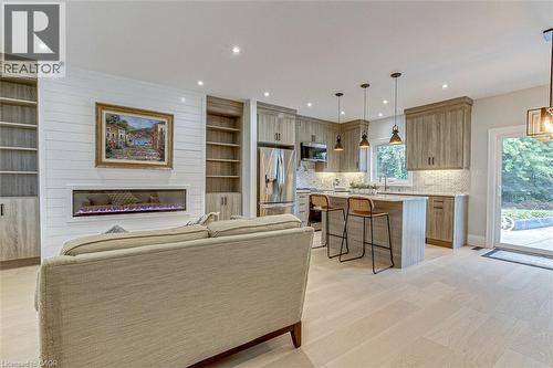 Living Room to Kitchen and Dining - 33 Tyrell Street, Simcoe, ON - Indoor Photo Showing Kitchen With Upgraded Kitchen