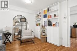 Wood-finish flooring extends throughout this space - 