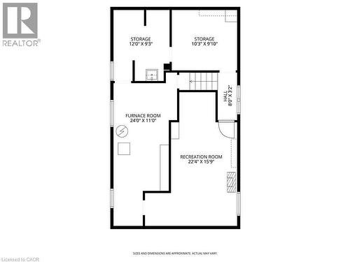 Main house: basement floor plan - 148 Huxley Avenue S, Hamilton, ON 