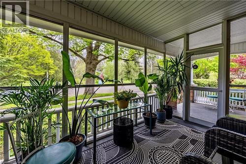 Screened-in front porch overlooking Clifton Park and Dingle Creek - 72 Crescent Boulevard, Simcoe, ON - Outdoor With Deck Patio Veranda With Exterior