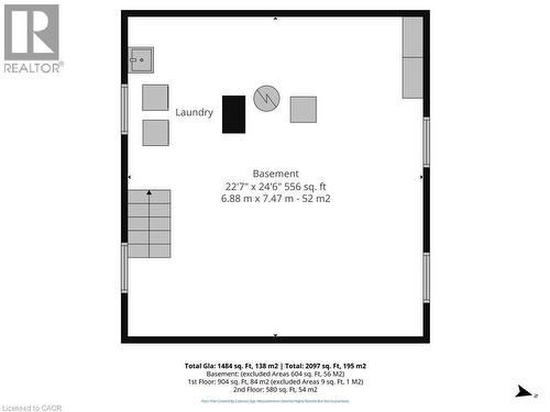 Unfinished Basement Floor Plan - 72 Crescent Boulevard, Simcoe, ON - Other