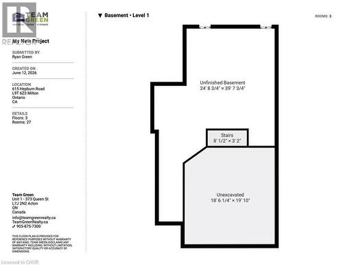 Basement - 615 Hepburn Road, Milton, ON 
