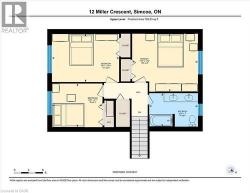 3rd level floor plan. - 12 Miller Crescent, Simcoe, ON 