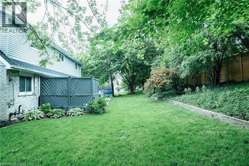 Expansive rear yard featuring green lawn, established trees, and perimeter fencing - 28 Mcgibbon Court, Kitchener, ON 