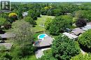 Residential property with a backyard swimming pool and surrounding green space - 8 Sheridan Boulevard, Simcoe, ON 