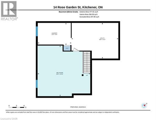 Basement level layout - 14 Rose Garden Street, Kitchener, ON - Other