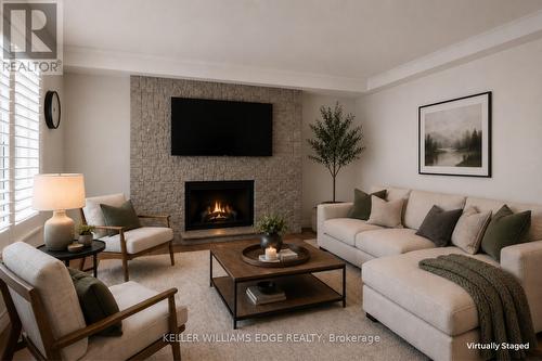 280 Penn Drive, Burlington, ON - Indoor Photo Showing Living Room With Fireplace