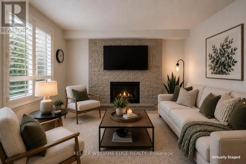 280 Penn Drive, Burlington, ON - Indoor Photo Showing Living Room With Fireplace