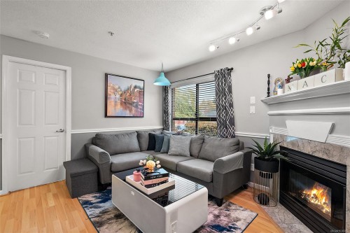 202-7 Gorge Rd West, Saanich, BC - Indoor Photo Showing Living Room With Fireplace