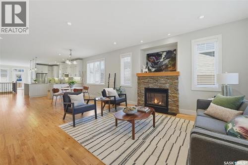 1024 Temperance Street, Saskatoon, SK - Indoor Photo Showing Living Room With Fireplace