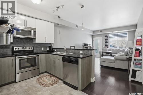 206 2255 Angus Street, Regina, SK - Indoor Photo Showing Kitchen With Double Sink
