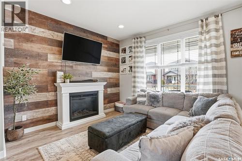416 Golden Willow Way, Warman, SK - Indoor Photo Showing Living Room With Fireplace