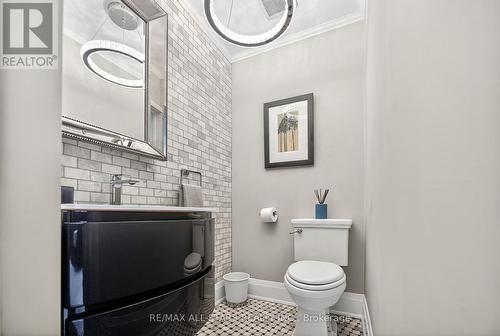 Powder Room W/ Mosaic Flooring and Subway Tile - 30 Edgewood Crescent, Toronto, ON 