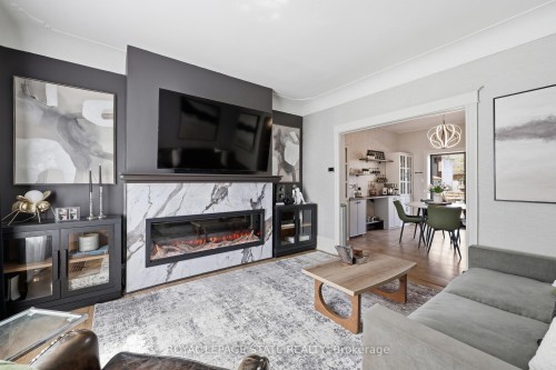 361 Cumberland Avenue, Hamilton, ON - Indoor Photo Showing Living Room With Fireplace