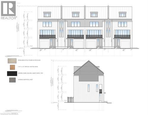 Architectural Drawings. Illustrating the property's exterior elevations and material specifications - 759 Maple Avenue, Burlington, ON 