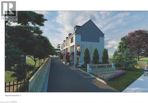 The property features a tiered residential building with a contemporary design and a private driveway - 759 Maple Avenue, Burlington, ON 