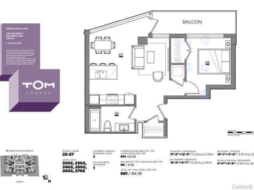 Floor Plan - 3502-1188 Av. Union, Montréal (Ville-Marie), QC 