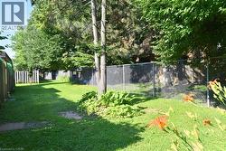 Expansive green lawn with mature trees and established plantings - 