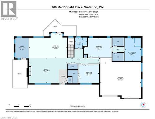 Main floor layout - 200 Macdonald Place, Waterloo, ON 