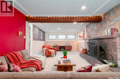 17 Blue Sage Drive, Moose Jaw, SK - Indoor Photo Showing Living Room With Fireplace