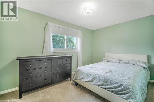 Carpeted room with a double window, light green wall paint, and a ceiling-mounted light fixture - 23 Millpond Place, Mountain, ON 