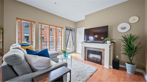 #307-2747 Jacklin Rd, Langford, BC - Indoor Photo Showing Living Room With Fireplace