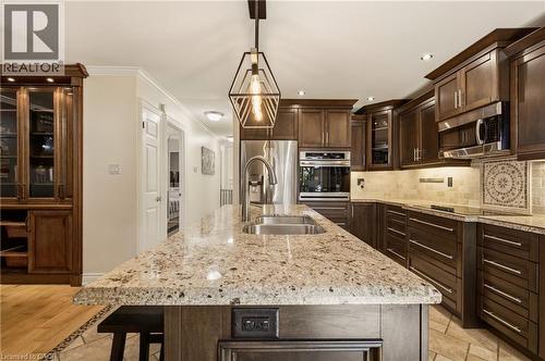 Custom kitchen with all wood cabinets. - 80 Wendover Drive, Hamilton, ON 