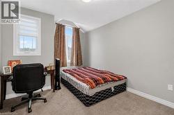Carpeted room featuring light gray walls, white trim, and two windows - 