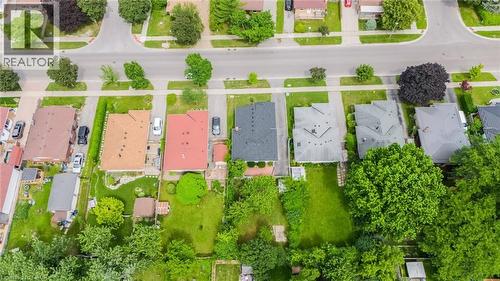 Aerial perspective showcasing a residential street with multiple single-family homes - 1259 Ernest Avenue, London, ON - Outdoor With View