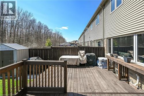 Outdoor deck space featuring wood-finish decking and railing - 149 Kinsman Drive, Binbrook, ON 