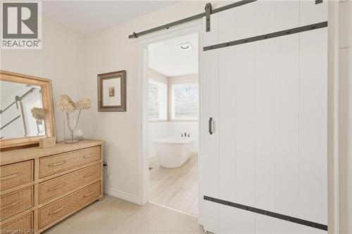Primary Ensuite with sliding barn-style door - 207 Valridge Drive, Ancaster, ON - Indoor