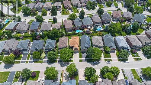 Aerial perspective showcasing a residential neighborhood with varied architectural styles - 207 Valridge Drive, Ancaster, ON - Outdoor With View