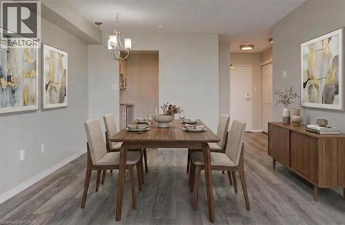 Virtually Staged Dining Area - 1414 King Street E Unit# 802, Kitchener, ON - Indoor Photo Showing Dining Room