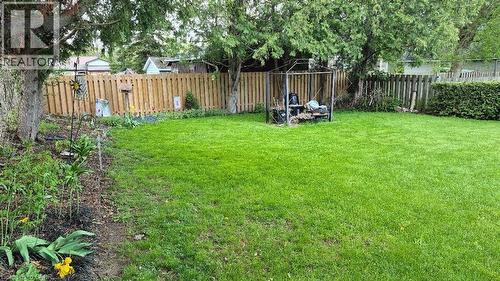 Expansive grassy yard with mature perimeter trees, a wood privacy fence, and a hedge row - 257 Cedar Street, Simcoe, ON - Outdoor