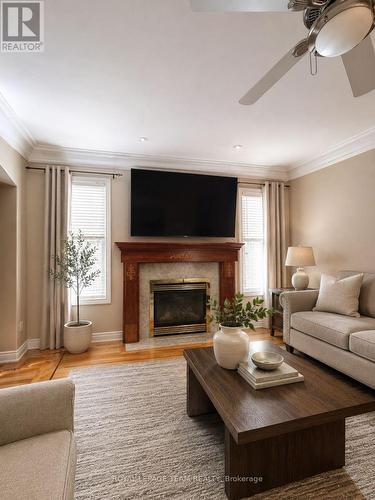 Virtually Staged- Living Room - 1221 Anoka Street, Ottawa, ON - Indoor Photo Showing Living Room With Fireplace