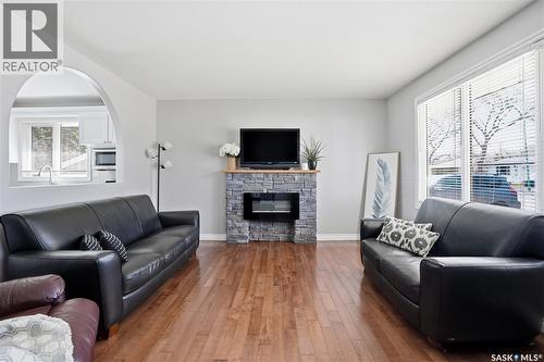 115 Stapleford Crescent, Regina, SK - Indoor Photo Showing Living Room With Fireplace