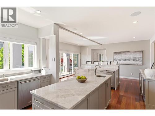 High end stainless steel appliances - 2090 Bennett Road, Kelowna, BC - Indoor Photo Showing Kitchen With Double Sink