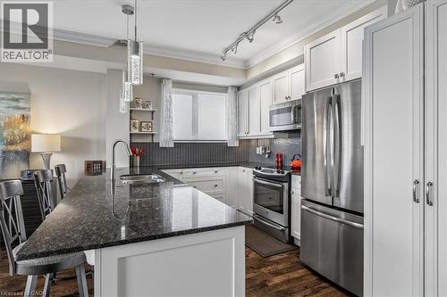 34 Plains Road E Unit# 408, Burlington, ON - Indoor Photo Showing Kitchen With Stainless Steel Kitchen With Double Sink With Upgraded Kitchen