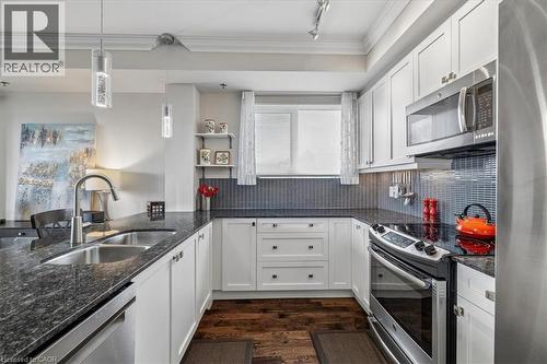 34 Plains Road E Unit# 408, Burlington, ON - Indoor Photo Showing Kitchen With Stainless Steel Kitchen With Double Sink With Upgraded Kitchen