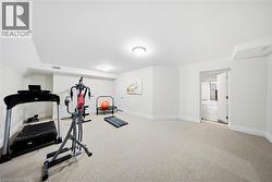 Expansive room featuring light-colored carpet, white walls, and bright overhead lighting - 