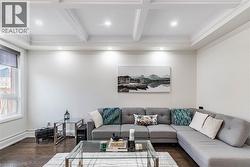 Coffered ceiling with recessed lighting - 