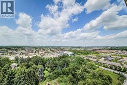 Expansive aerial panorama showcasing a diverse landscape of residential buildings, commercial structures, and abundant mature trees - 