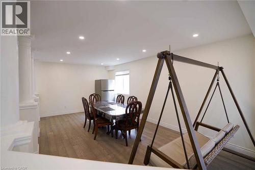 Spacious interior featuring wood-finish flooring and recessed lighting - 187 Adler Drive, Cambridge, ON - Indoor Photo Showing Dining Room