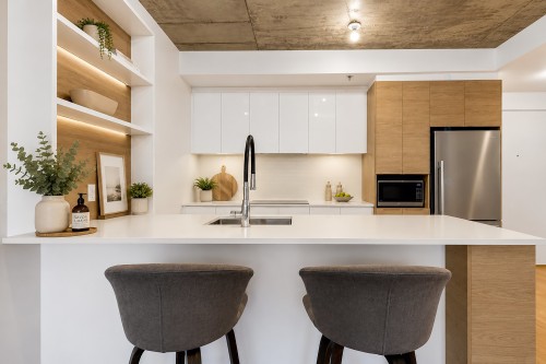 Dinette - 311-85 Rue De Castelnau O., Montréal (Villeray/Saint-Michel/Parc-Extension), QC - Indoor Photo Showing Kitchen With Upgraded Kitchen