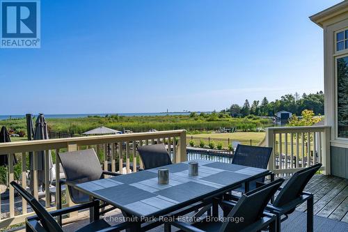 New back deck overlooking the bay and pool - 176 Bartlett Boulevard, Collingwood, ON 