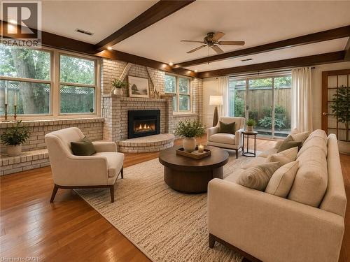 Virtually Staged - 80 Maclennan Avenue, Hamilton, ON - Indoor Photo Showing Living Room With Fireplace