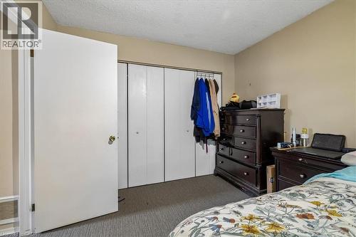 Wall-to-wall carpeting with bi-fold closet doors and neutral wall paint - 80 Maclennan Avenue, Hamilton, ON 