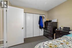 Wall-to-wall carpeting with bi-fold closet doors and neutral wall paint - 