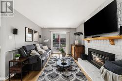 Gas brick fireplace in family room - 